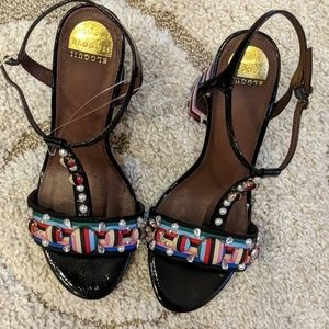 Eloquii  T strap block heels colorful stripe shoe